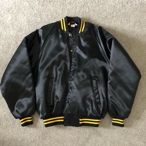 Vintage black nonverbal jacket with yellow stripes